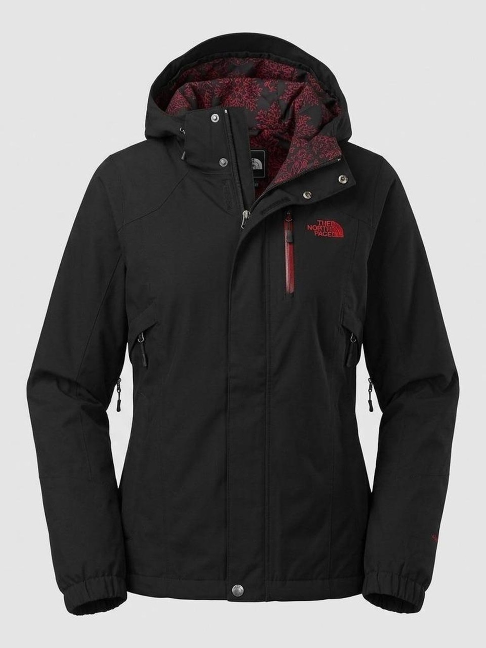 The North Face Women's Black Ski Jacket with Red Accents